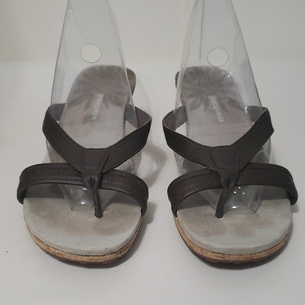 Patagonia‎ Sable Brown Leather Cork Wedge Women's Sandals 9